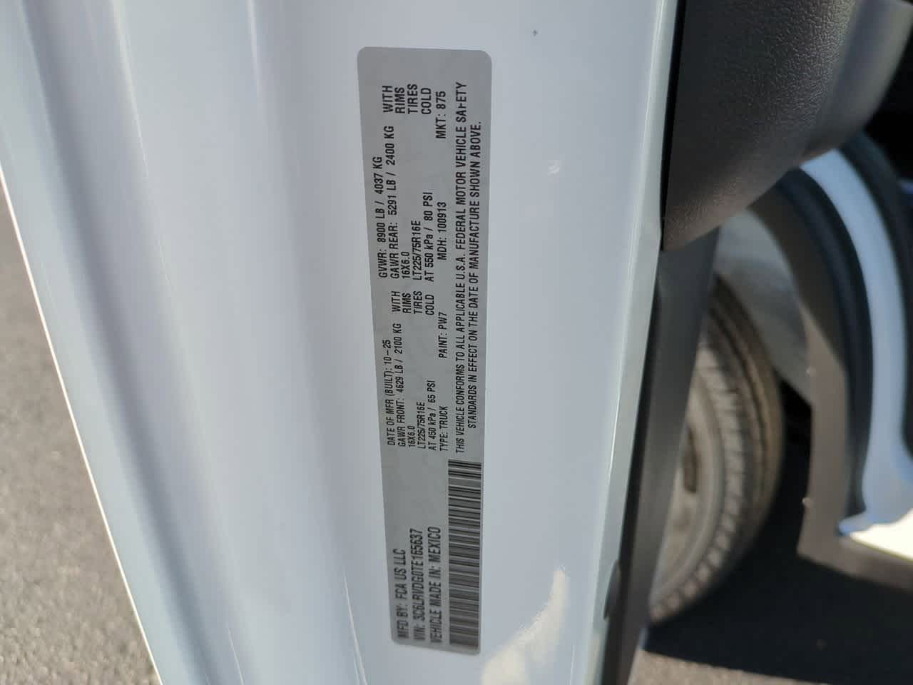 2026 RAM ProMaster RAM PROMASTER 2500 TRADESMAN CARGO VAN TECHO ALTO 159' WB