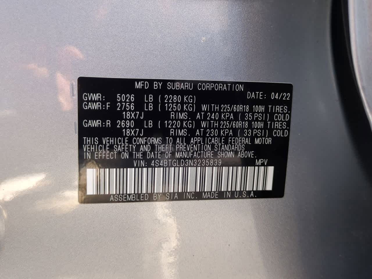 Subaru Outback Onyx Edition XT 2022