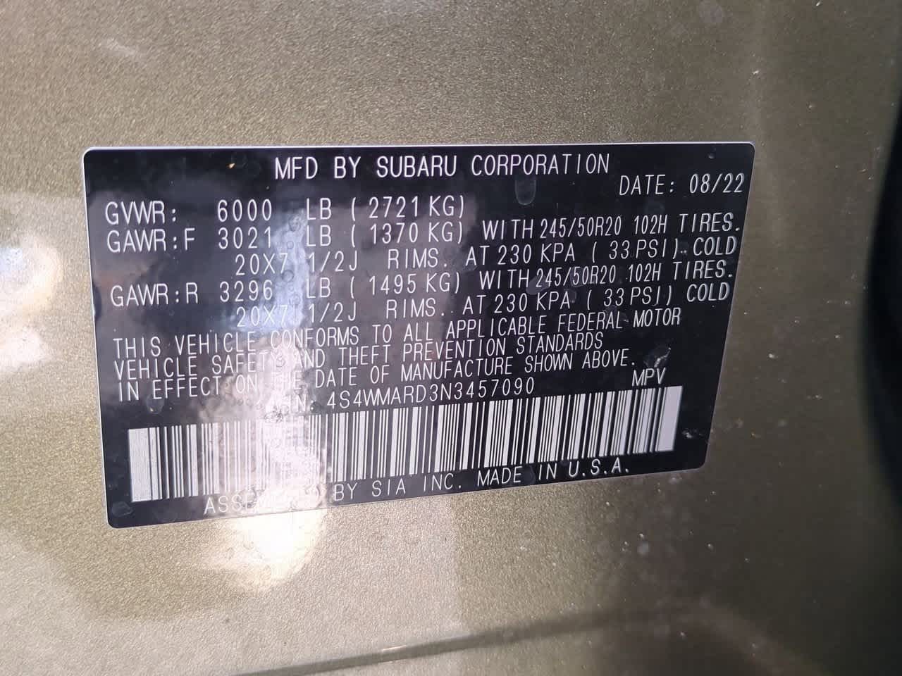 Subaru Ascent Touring 2022