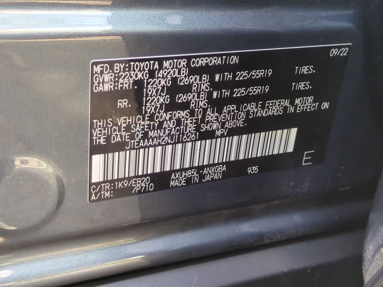 Toyota Venza XLE 2022